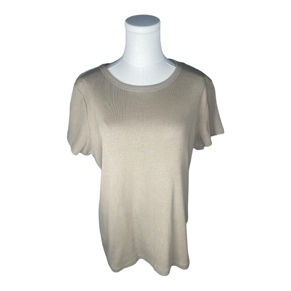 H&M XXL Ribbed Basic Tshirt Stretch Plus Size Top Casual Everyday Fashion Sage - Picture 8 of 10
